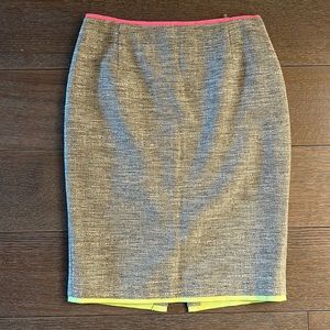 Elie Tahari Tweed Pencil Skirt with neon edging, size 0